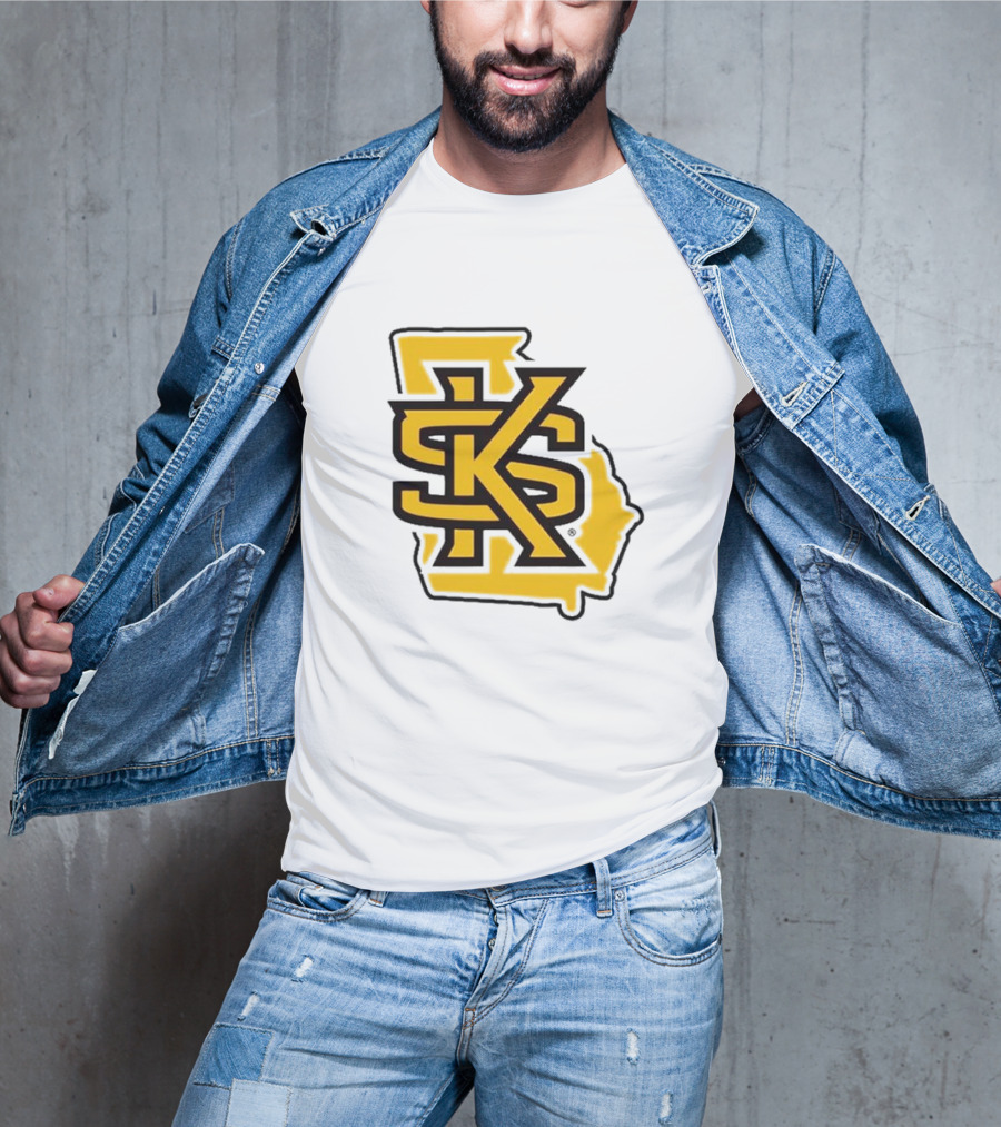 KSU Athletics Black And Gold Georgia Map T-Shirt