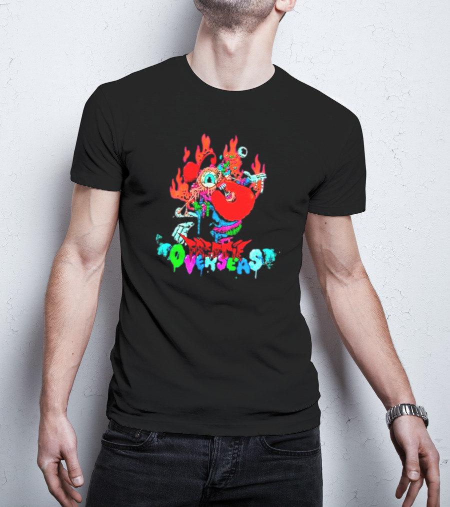 Freddie Overseas Flaming Cartoon Character Multicolor T-Shirt