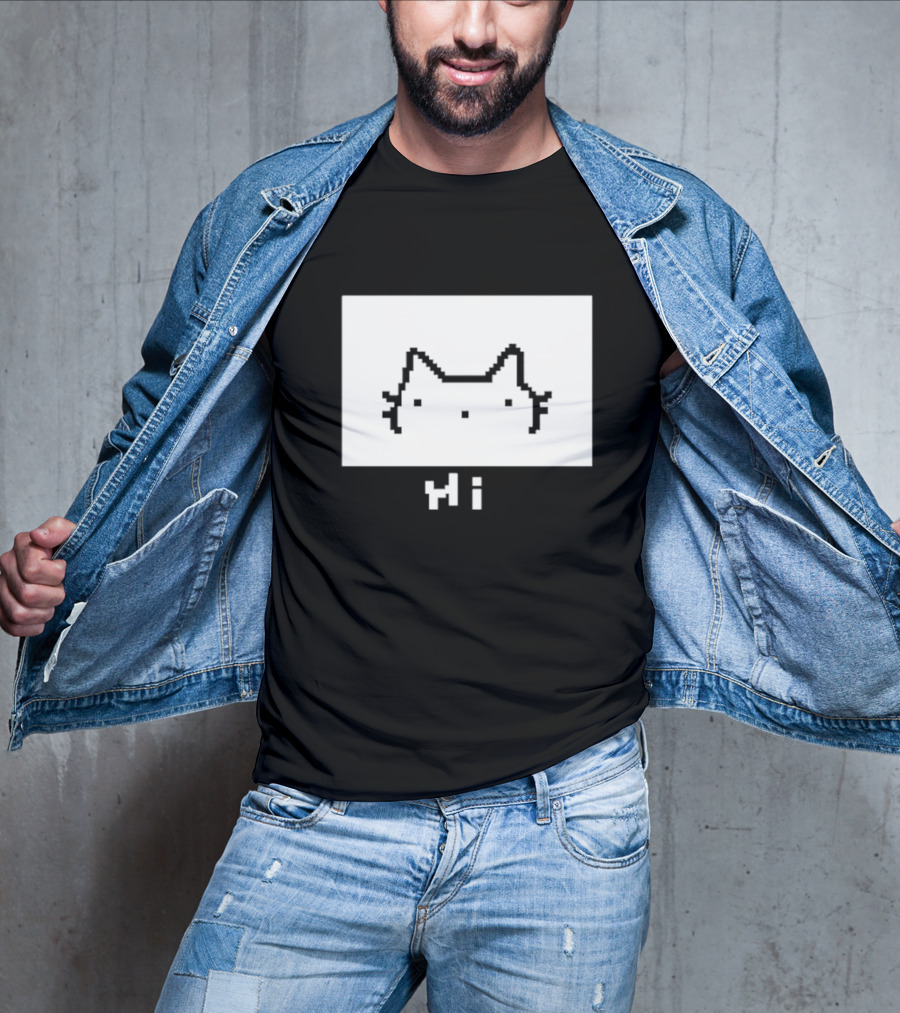 Chew Hi Cat Pixel Art Minimalistic Kitty T-Shirt