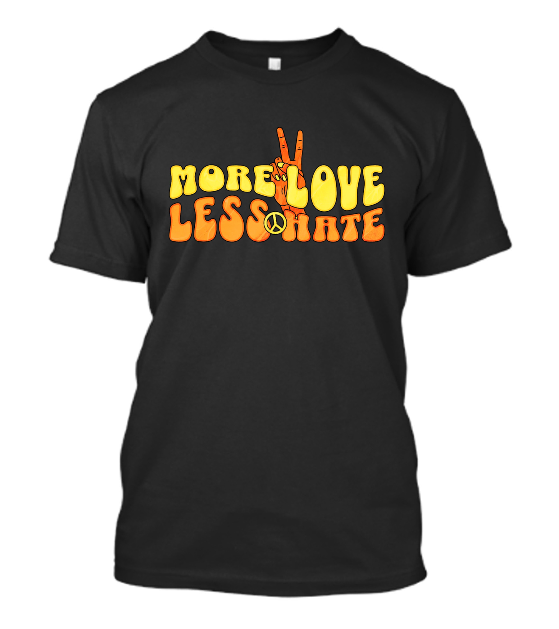 More Love Less Hate Peace Sign Hippie Typography T-Shirt