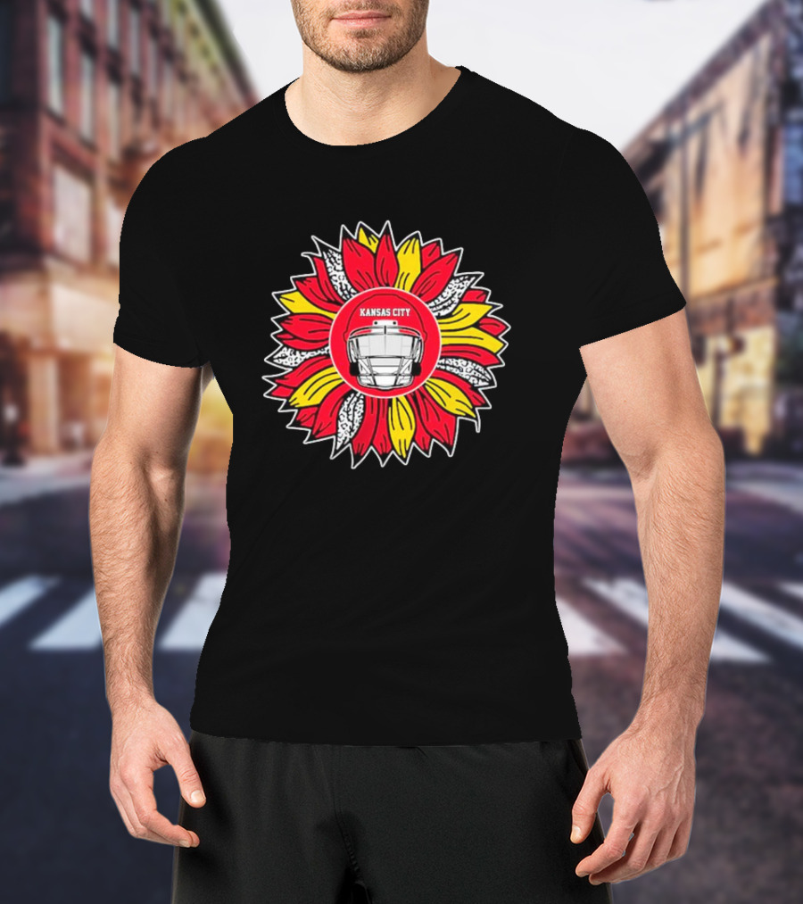 Kansas City Chiefs Sunflower Football Helmet T-Shirt