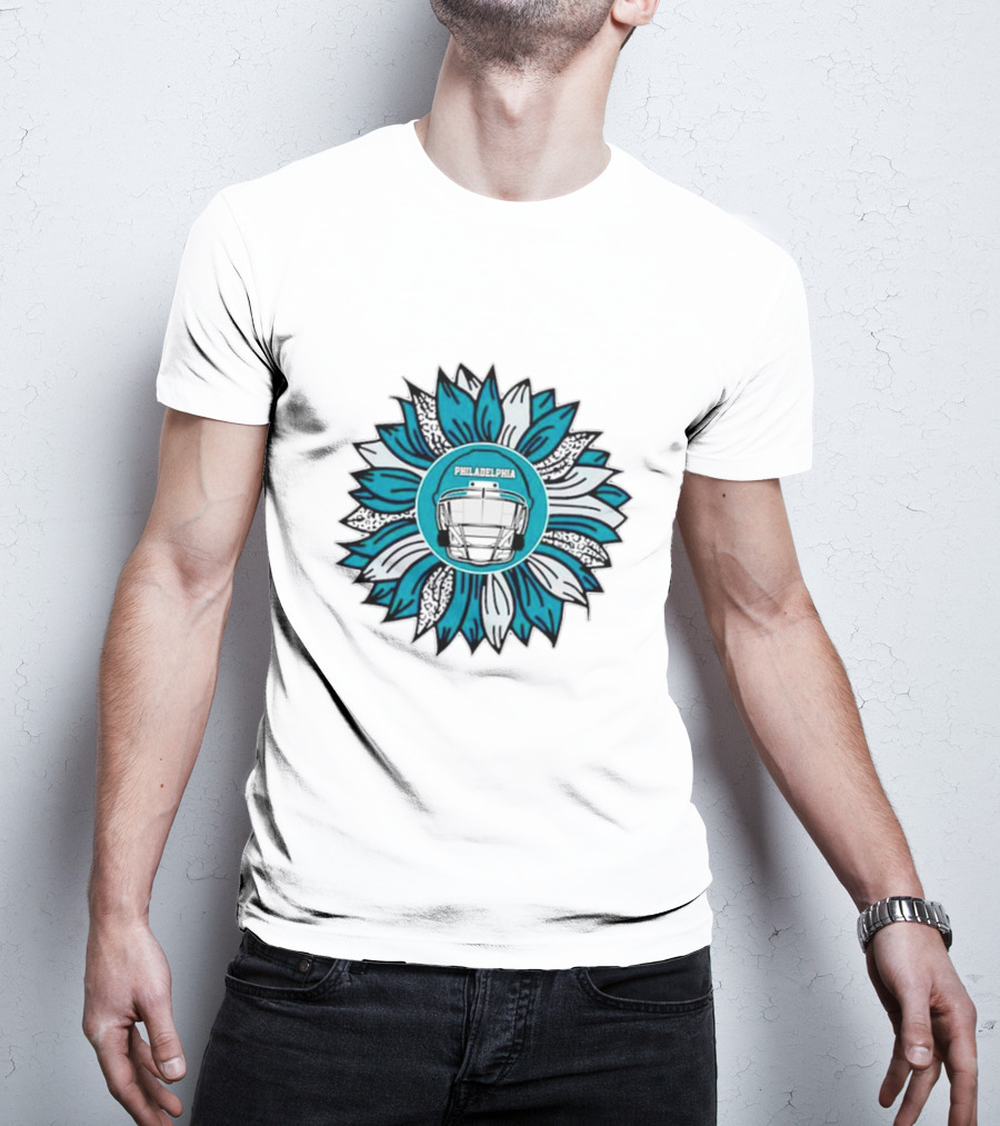 Philadelphia Eagles Football Helmet Sunflower T-Shirt