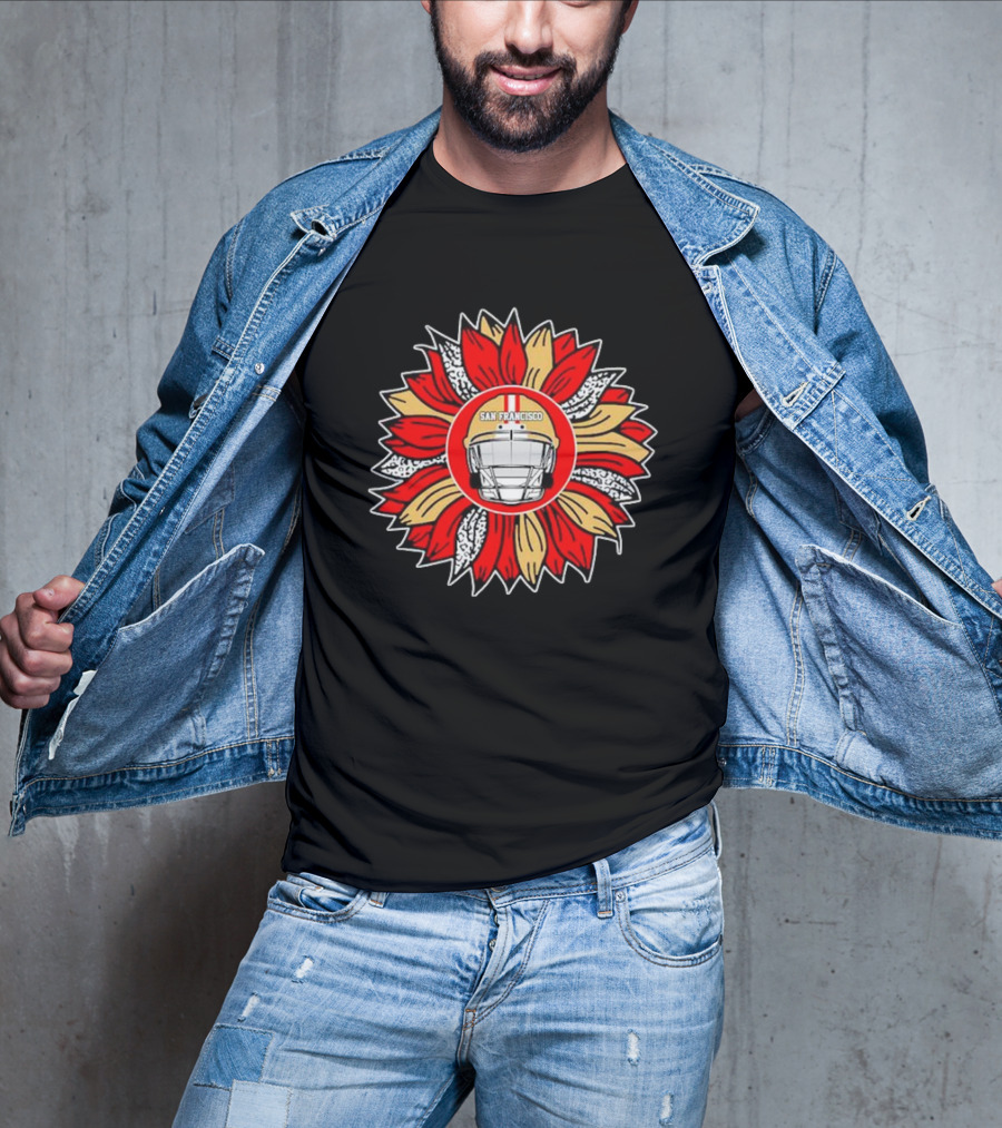 San Francisco 49ers Football Helmet Sunflower T-Shirt