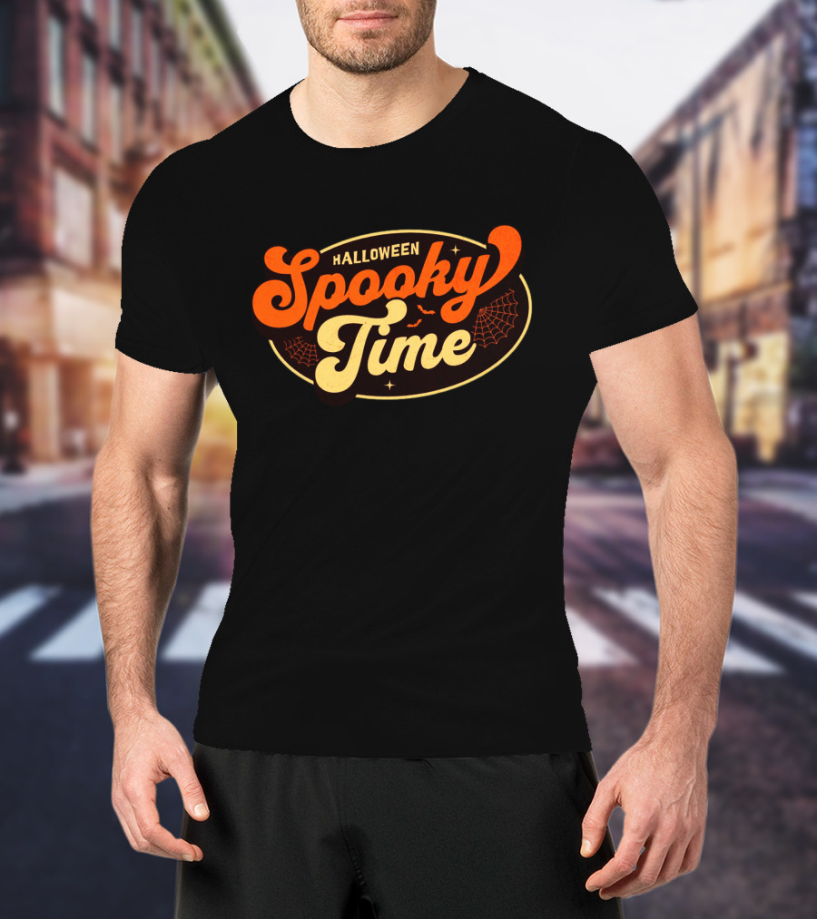 Halloween Spooky Time Bats And Webs T-Shirt