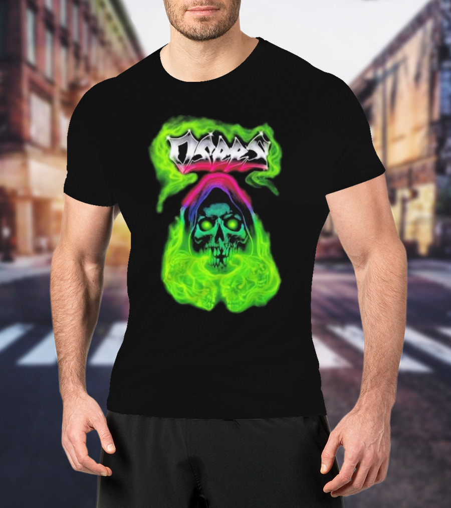 Osees Ghost Green Neon Skull Hoodie Collaboration T-Shirt