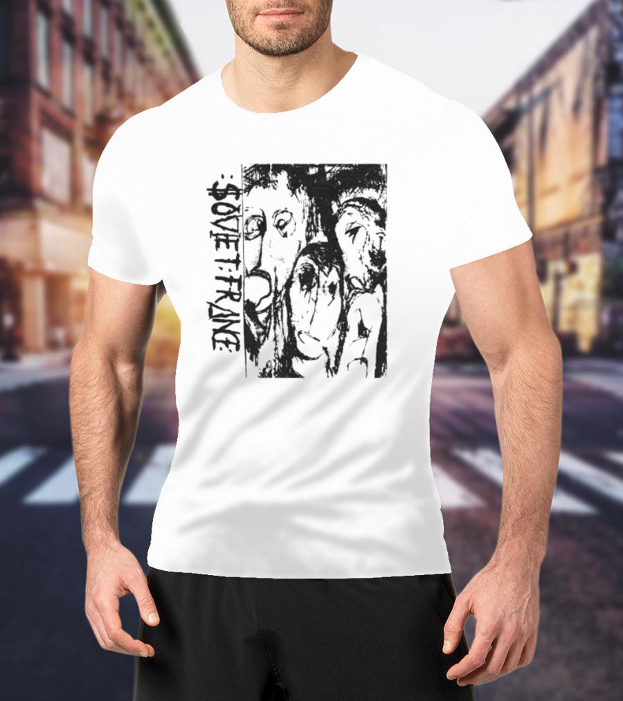 Zoviet France Distorted Faces Monochrome T-Shirt