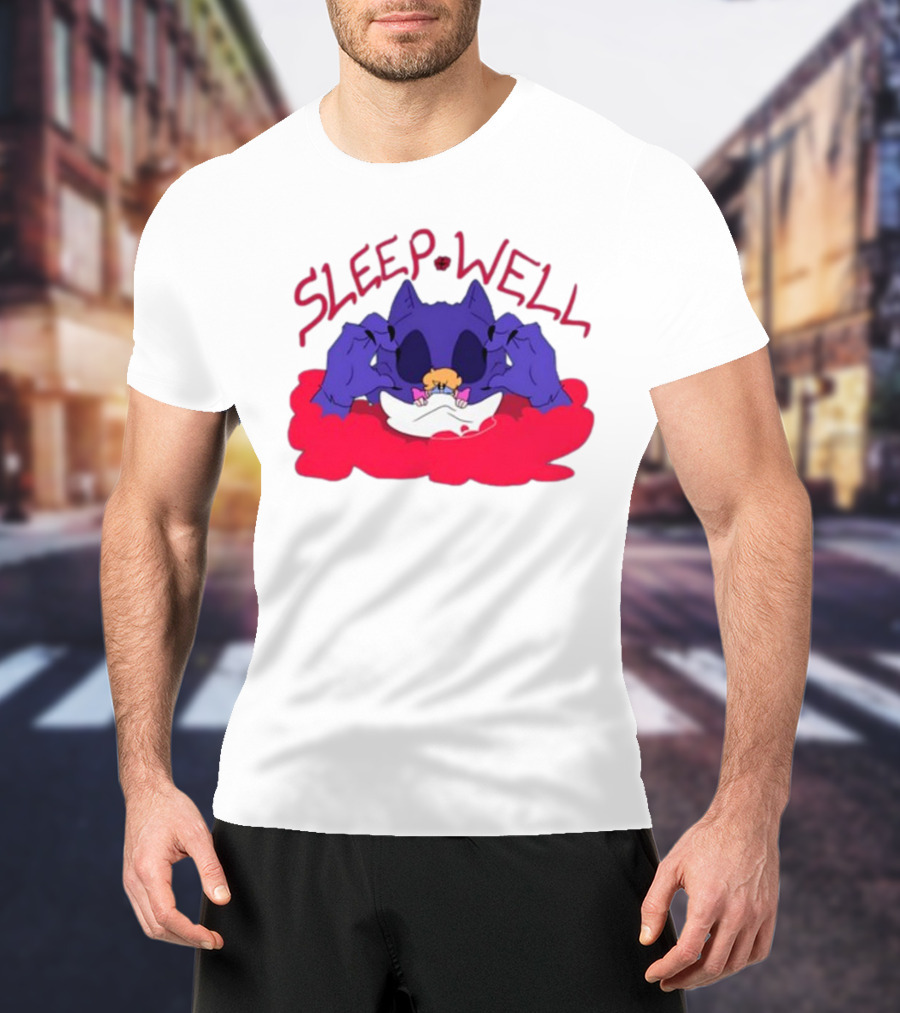 Sleep Well Monster Cartoon Creature Holding Tiny Figure T-Shirt