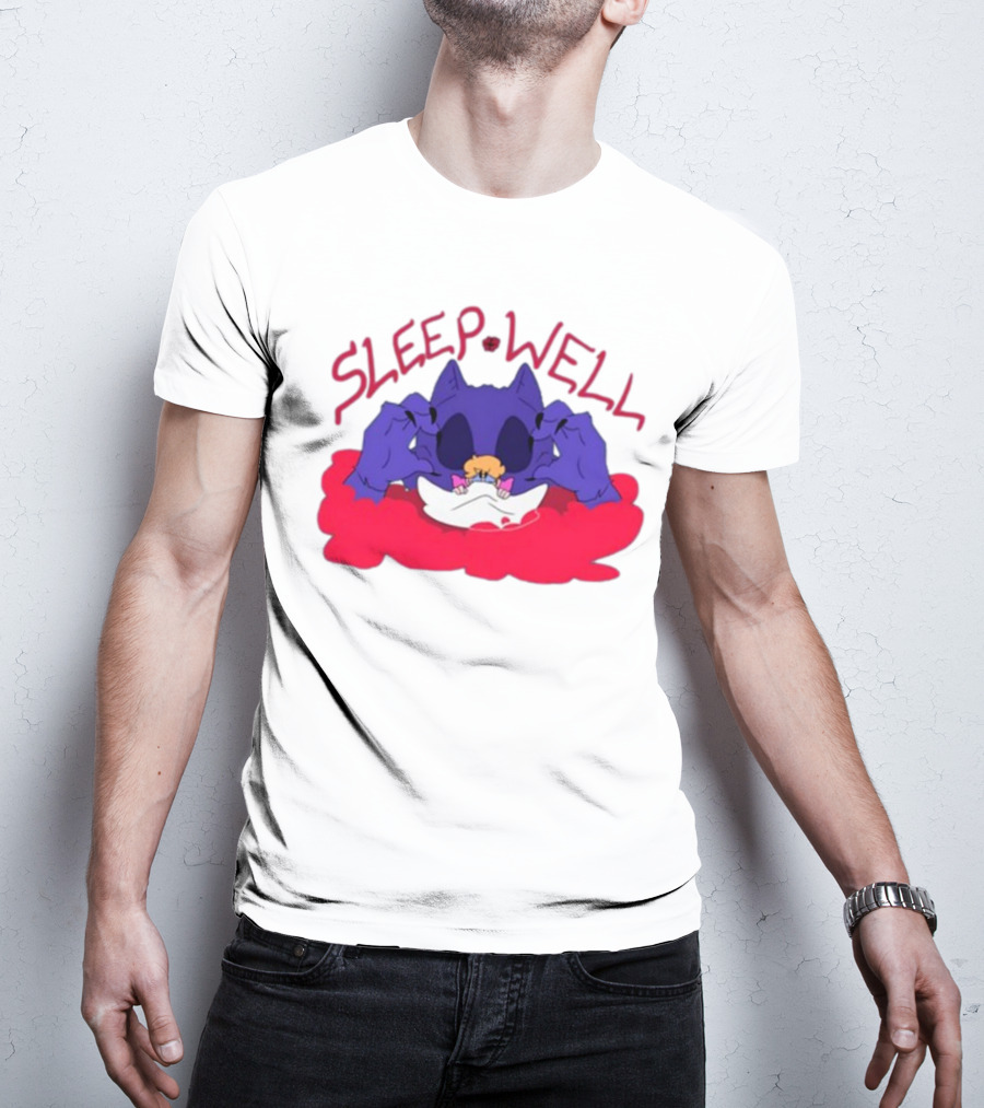 Sleep Well Monster Cartoon Creature Holding Tiny Figure T-Shirt