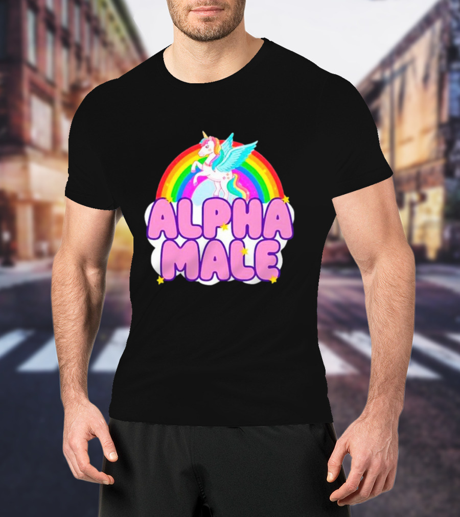 Alpha Male Unicorn Rainbow Cloud T-Shirt