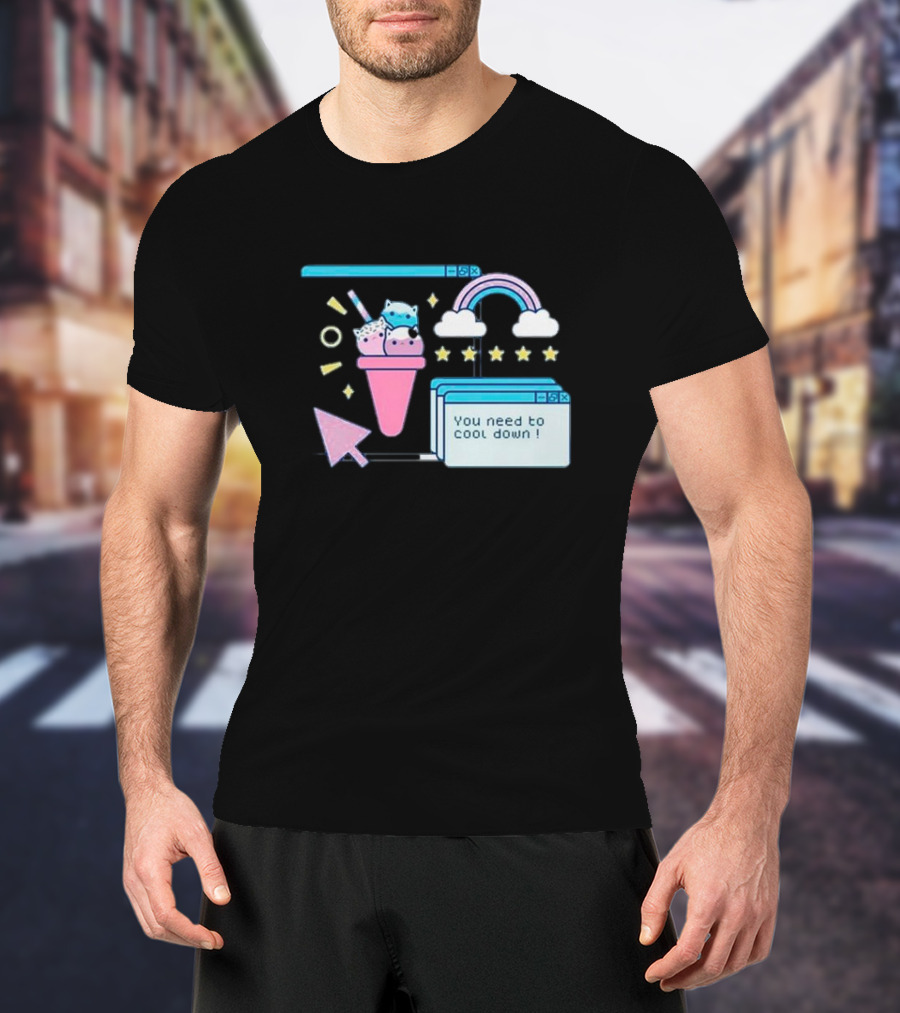 You Need To Cool Down Retro Pastel Ice Cream And Rainbow Aesthetic T-Shirt
