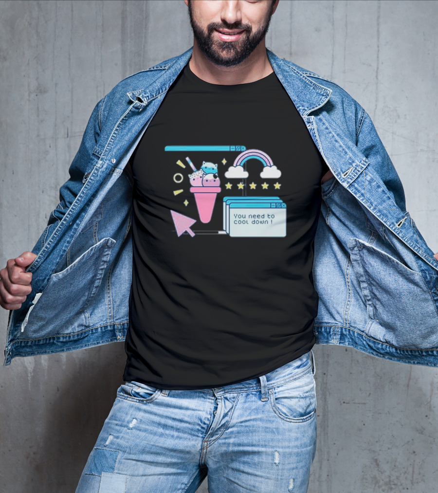You Need To Cool Down Retro Pastel Ice Cream And Rainbow Aesthetic T-Shirt