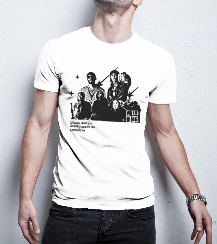 Young And Lit Money Keeps On Coming In Stars And House Scene T-Shirt