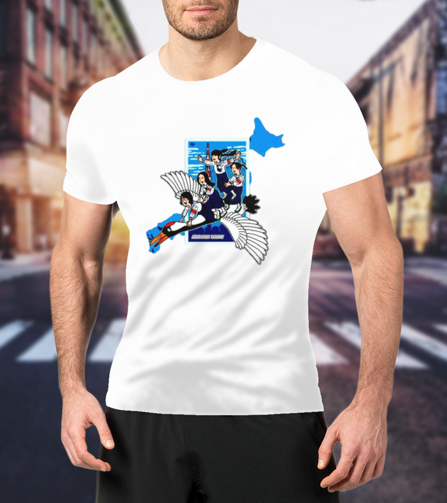 Atarashii Gakko Navy Crane Riding Cartoon Adventure T-Shirt
