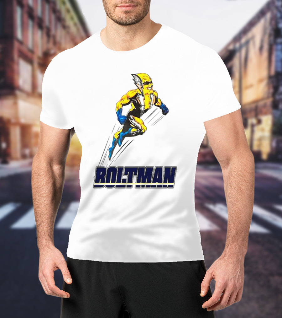 Boltman Superhero Speedster Art Yellow And Blue T-Shirt