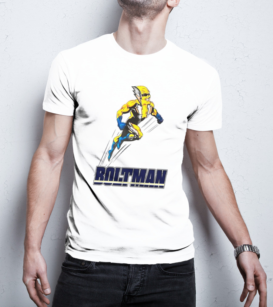 Boltman Superhero Speedster Art Yellow And Blue T-Shirt