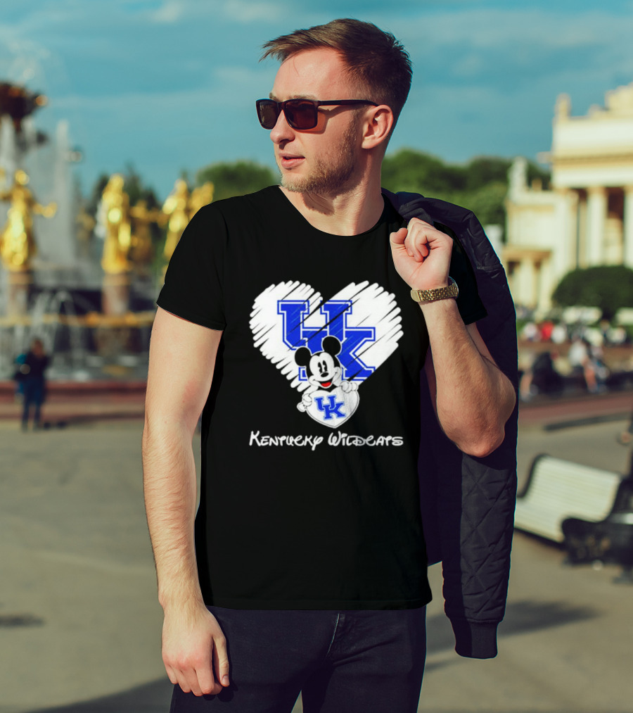 Kentucky Wildcats Heart With Mickey Mouse UK T-Shirt