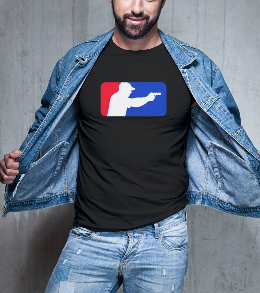 Major League Shooter Silhouette In Red White And Blue Rectangle T-Shirt