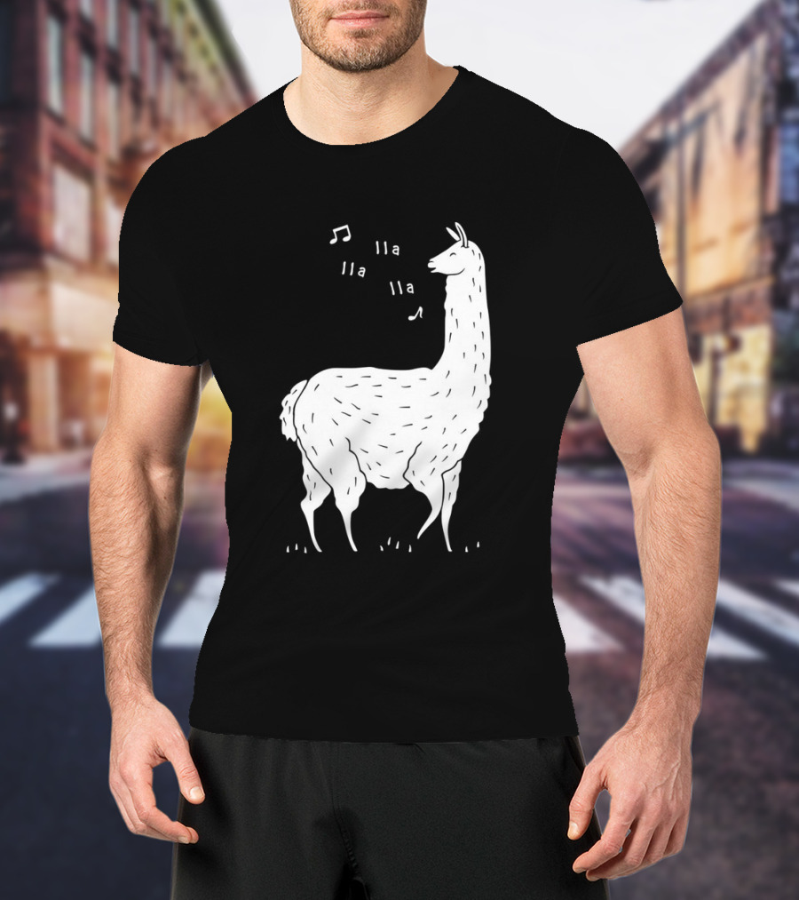 LLAMAS AND MUSICAL NOTES LLA LLA SONG OF THE LLAMA T-Shirt