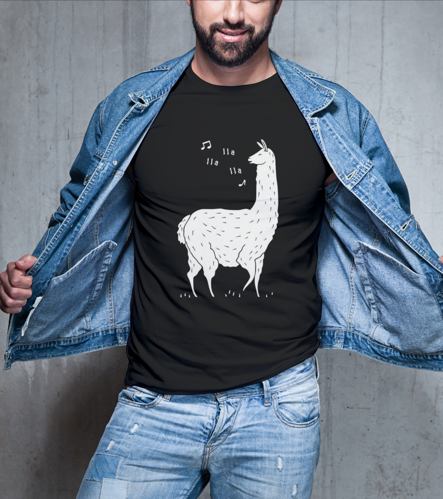 LLAMAS AND MUSICAL NOTES LLA LLA SONG OF THE LLAMA T-Shirt