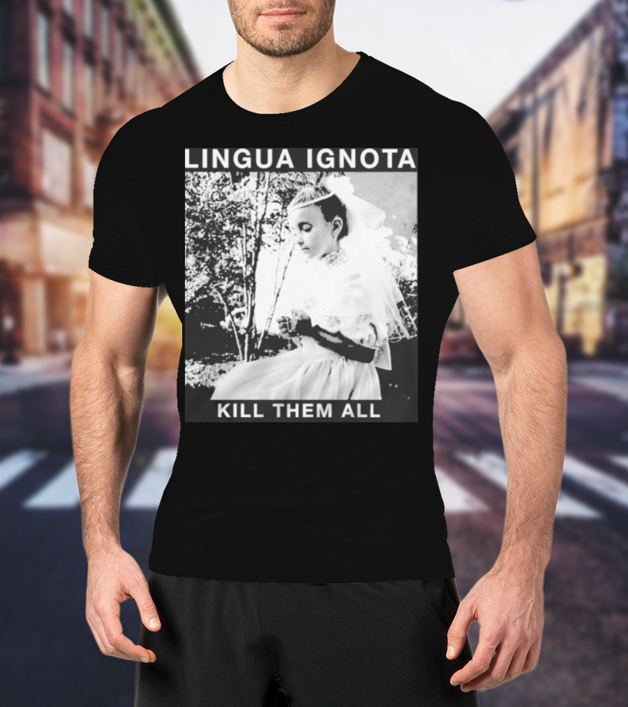 LINGUA IGNOTA KILL THEM ALL Veiled Bride Prayerful Pose T-Shirt