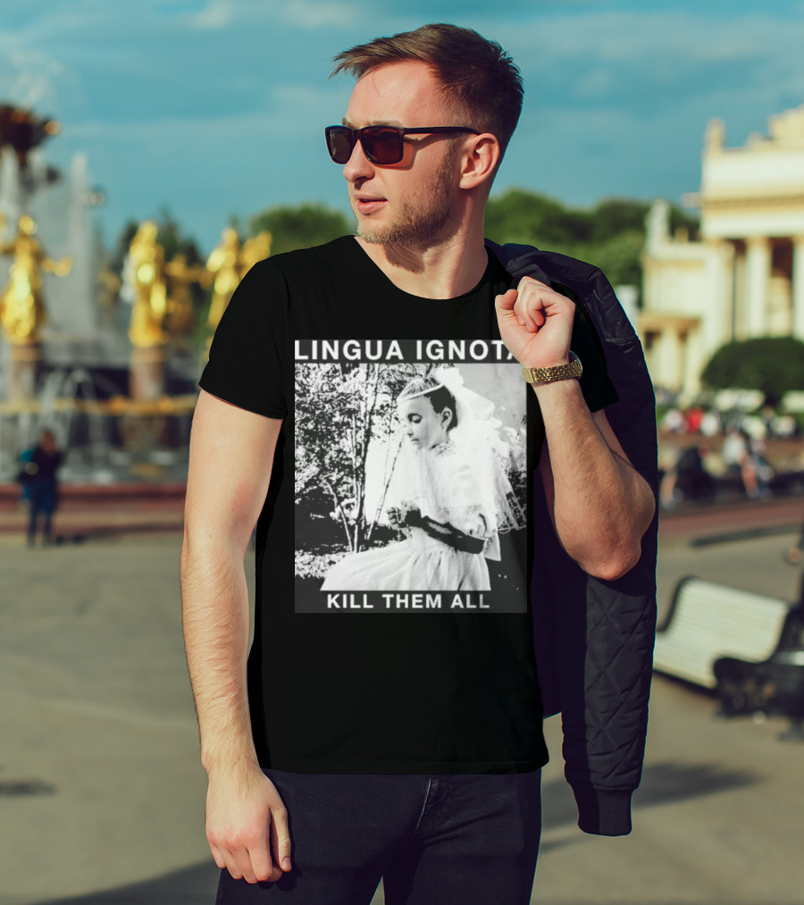 LINGUA IGNOTA KILL THEM ALL Veiled Bride Prayerful Pose T-Shirt