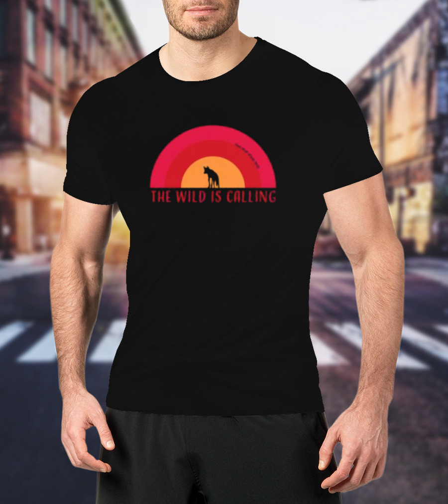 The Wild Is Calling Woft Silhouette Retro Sunset T-Shirt