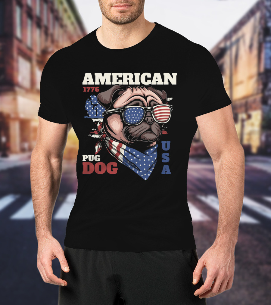AMERICAN PUG DOG 1776 USA T-Shirt