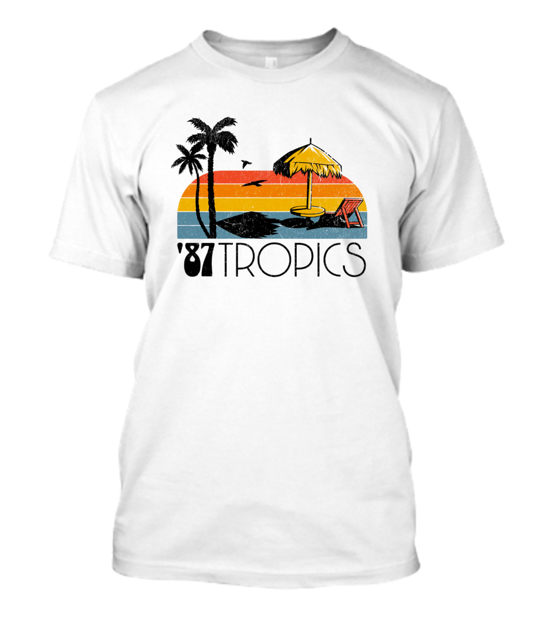 '87 Tropics Palm Beach Sunset Umbrella Lounge Chair T-Shirt