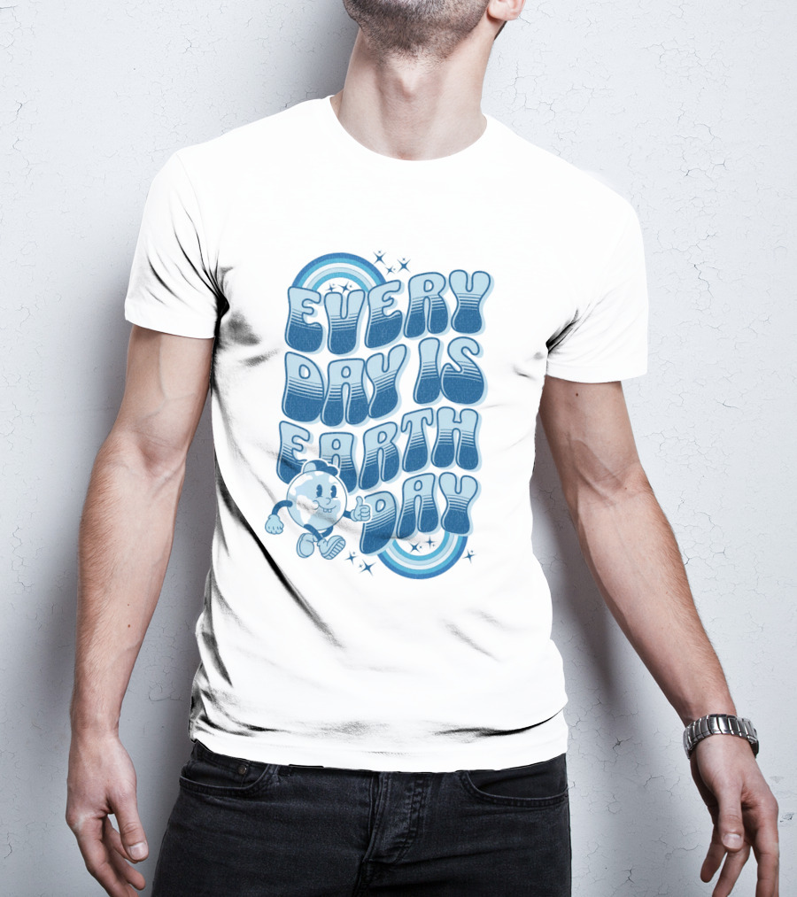 Every Day Is Earth Day Cartoon Planet T-Shirt