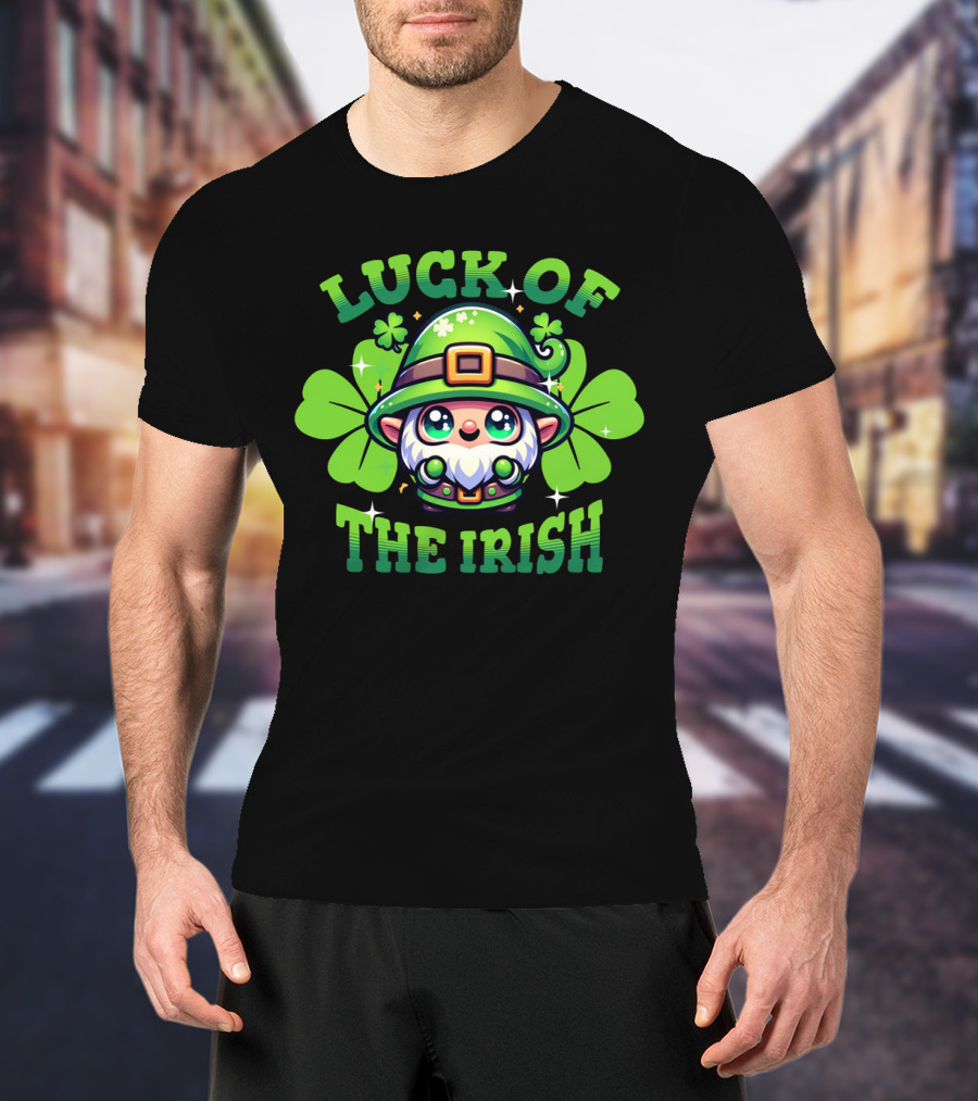 Luck Of The Irish Cute Leprechaun With Shamrocks T-Shirt