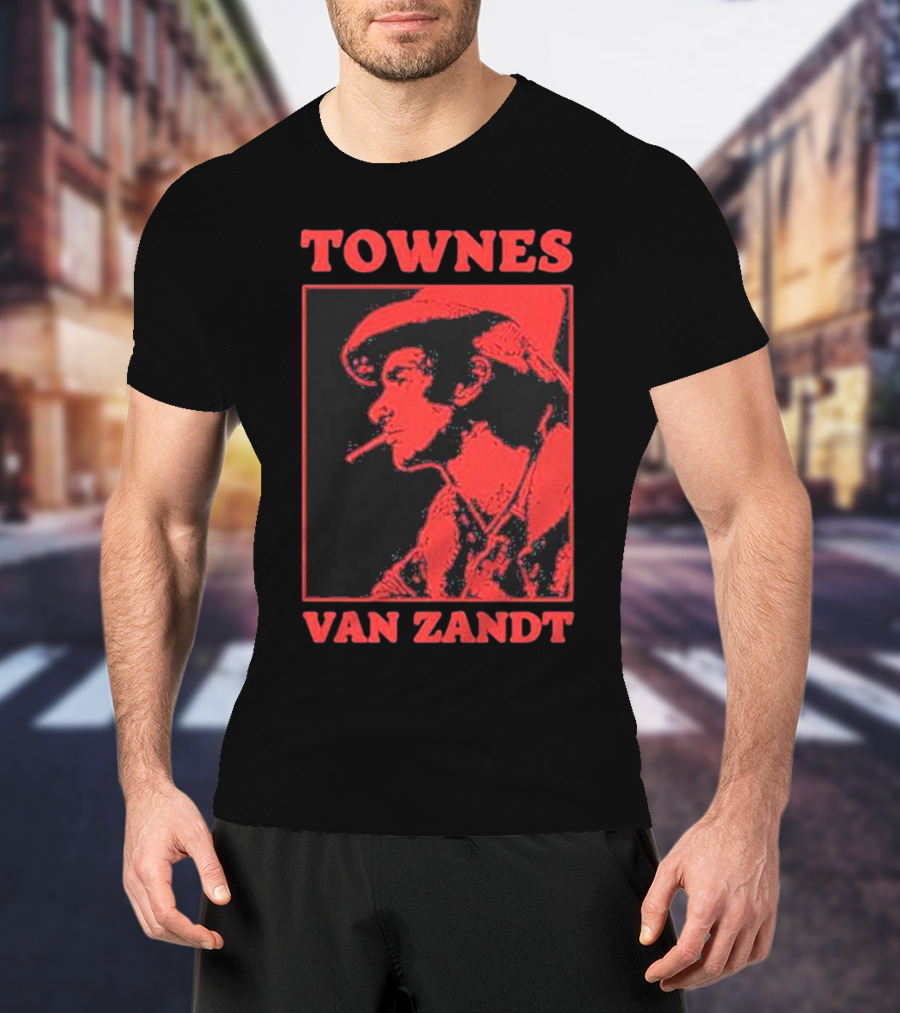 TOWNES VAN ZANDT VINTAGE RED SILHOUETTE IMAGE T-Shirt