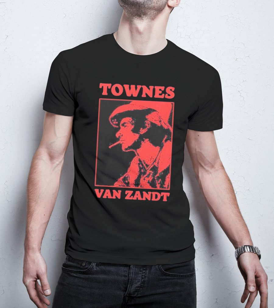 TOWNES VAN ZANDT VINTAGE RED SILHOUETTE IMAGE T-Shirt