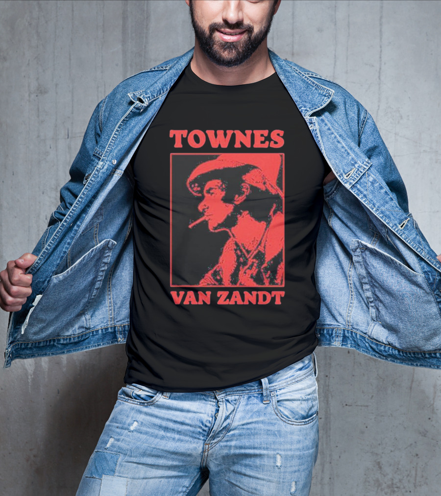 TOWNES VAN ZANDT VINTAGE RED SILHOUETTE IMAGE T-Shirt