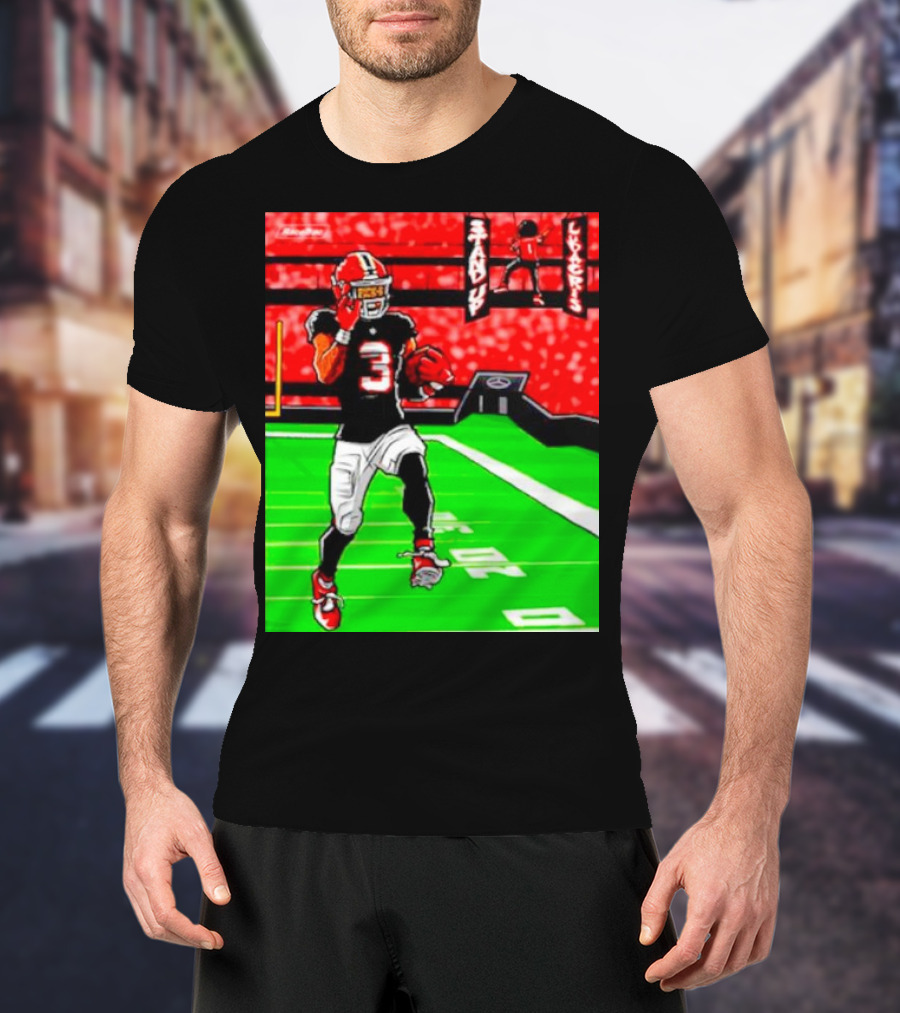Stand Up Ludacris Football Player Number 3 On Green Field T-Shirt