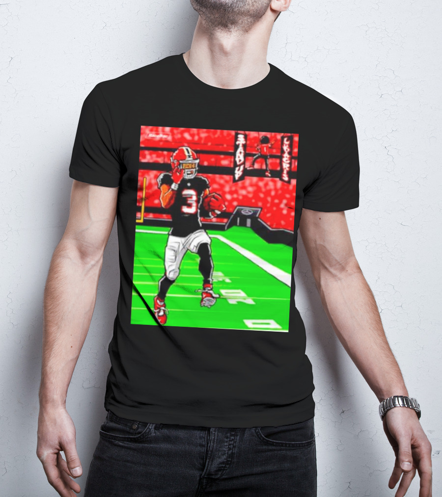 Stand Up Ludacris Football Player Number 3 On Green Field T-Shirt