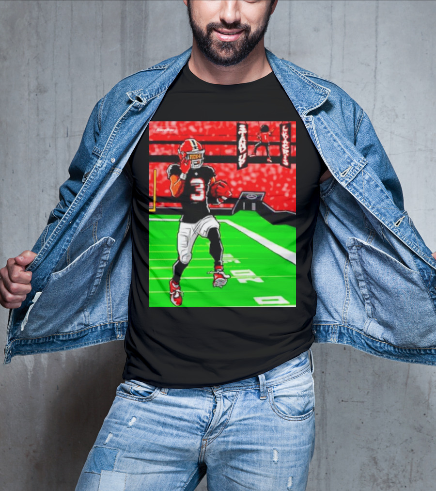 Stand Up Ludacris Football Player Number 3 On Green Field T-Shirt