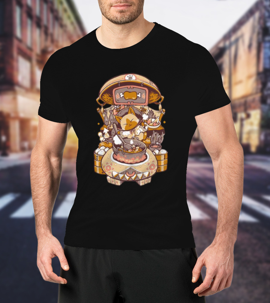 Cooking Monster Hunter Palico Eyebat Feast In Pixel T-Shirt