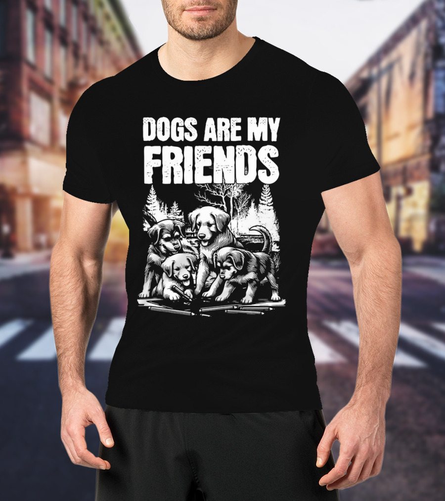 Dogs Are My Friends Puppy Forest Scene T-Shirt