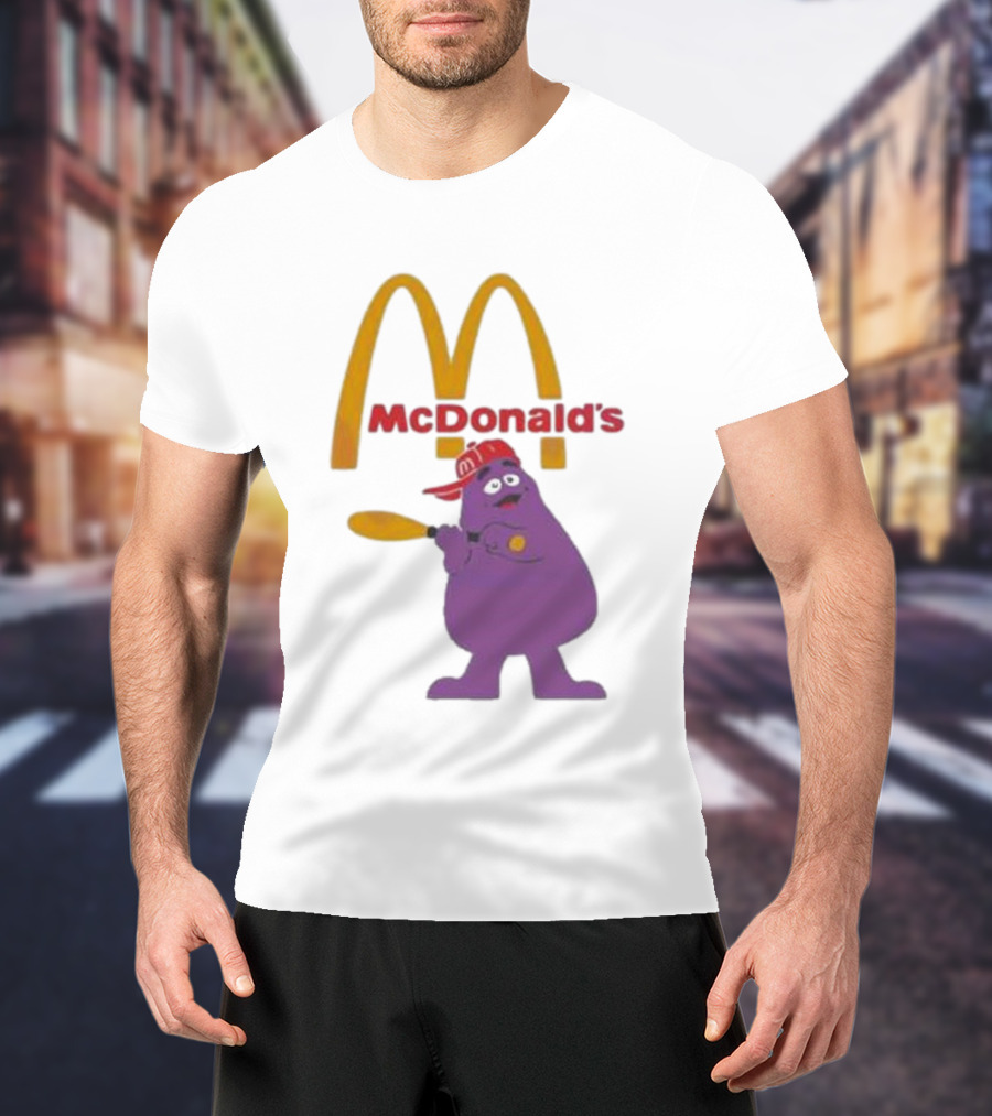 Grimace McDonald's Baseball Cap And Bat T-Shirt