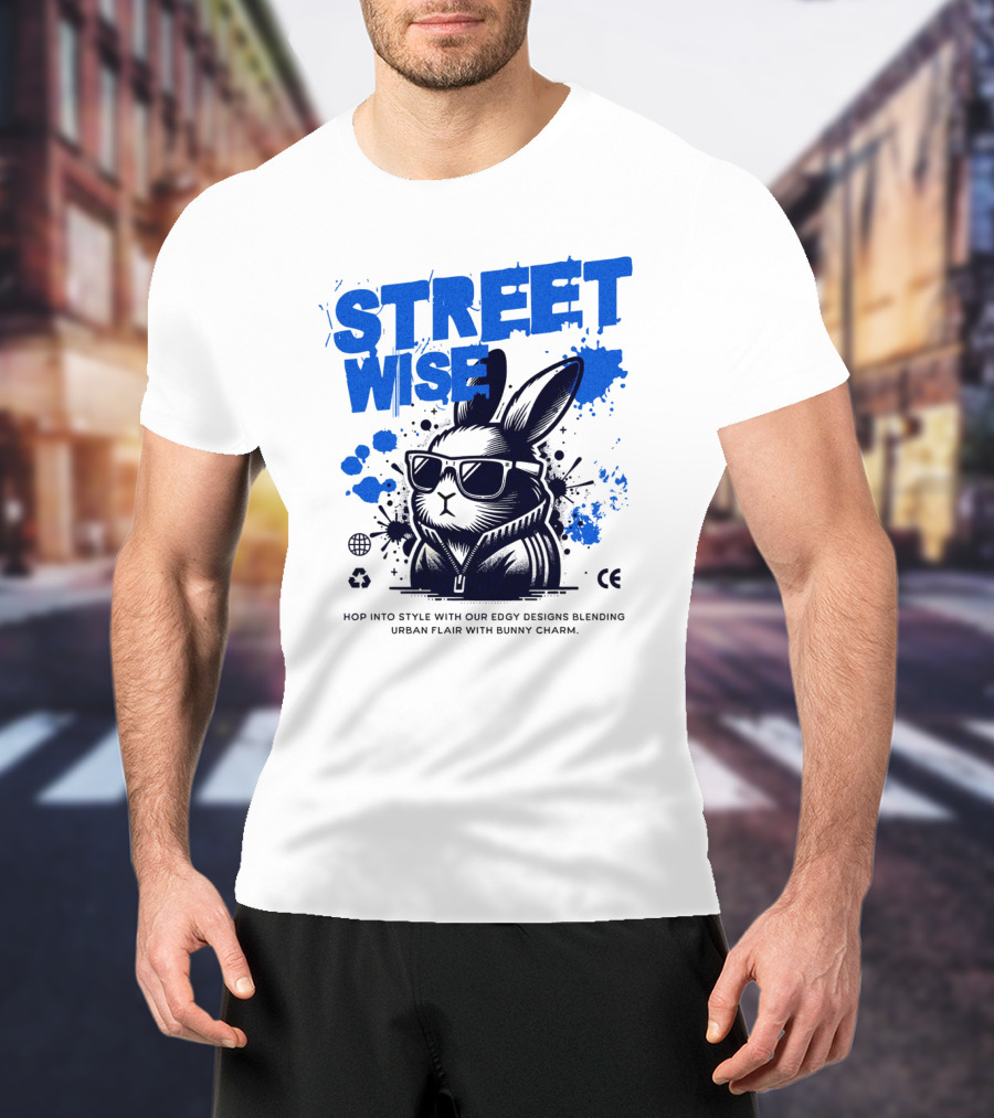 STREET WISE Urban Flair Bunny Charm Hip Hop T-Shirt
