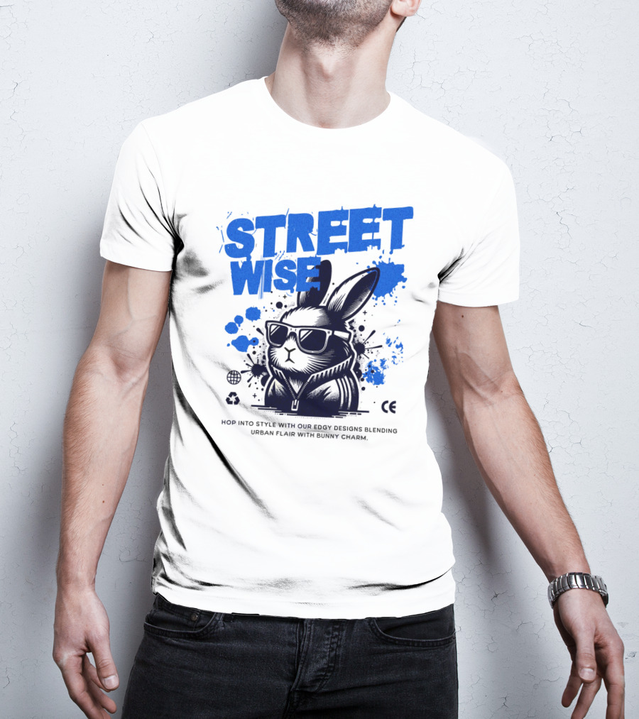 STREET WISE Urban Flair Bunny Charm Hip Hop T-Shirt