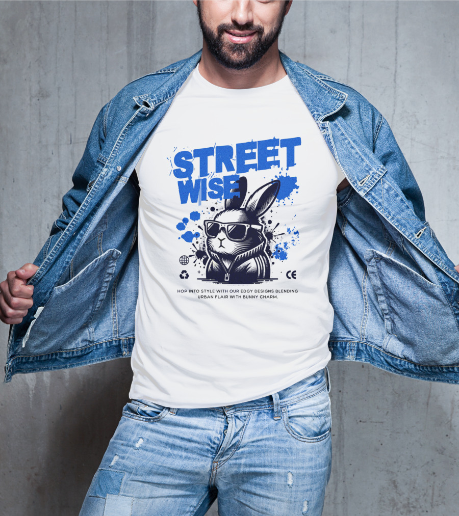 STREET WISE Urban Flair Bunny Charm Hip Hop T-Shirt