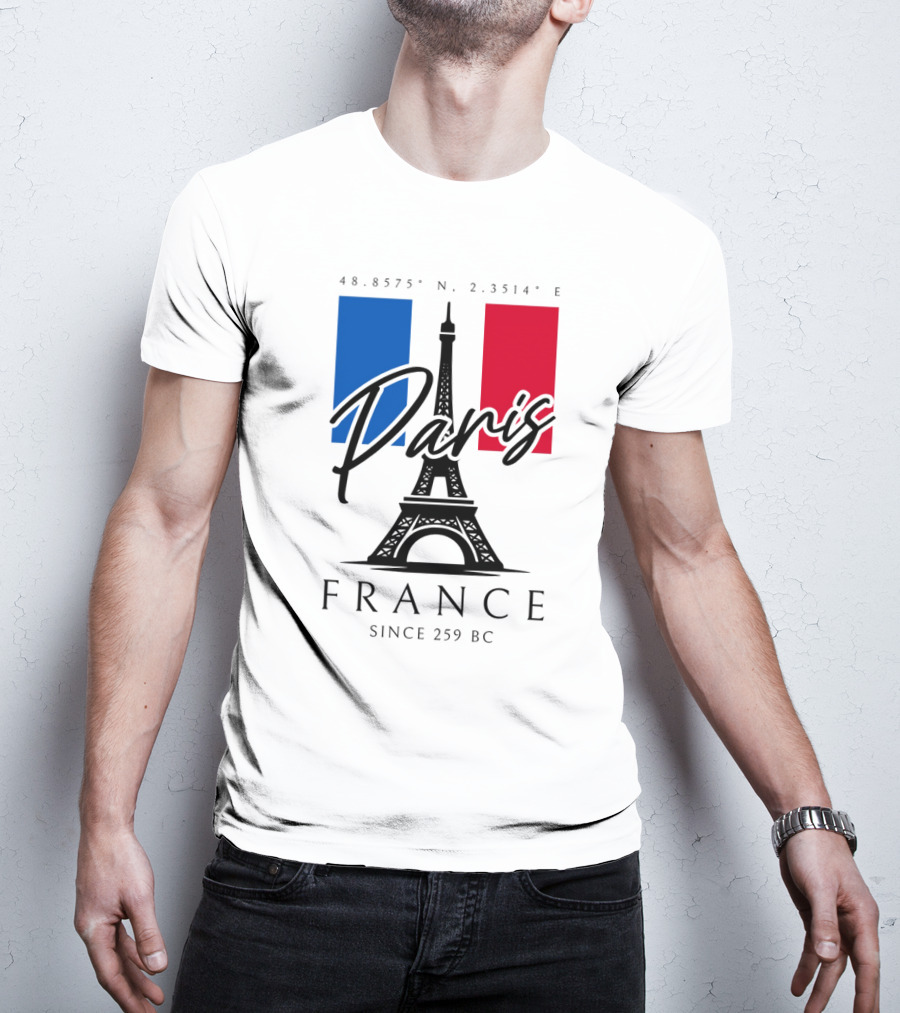 Paris France Eiffel Coordinates Since 259 BC T-Shirt