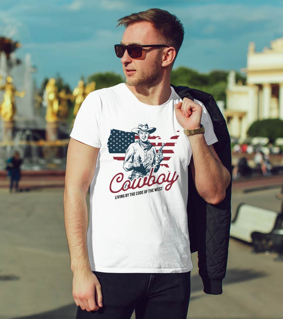 Cowboy Living By The Code Of The West American Cowboy Vintage T-Shirt
