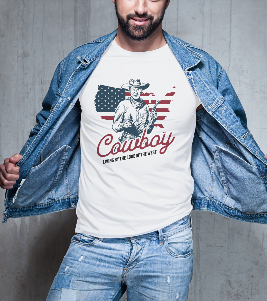 Cowboy Living By The Code Of The West American Cowboy Vintage T-Shirt