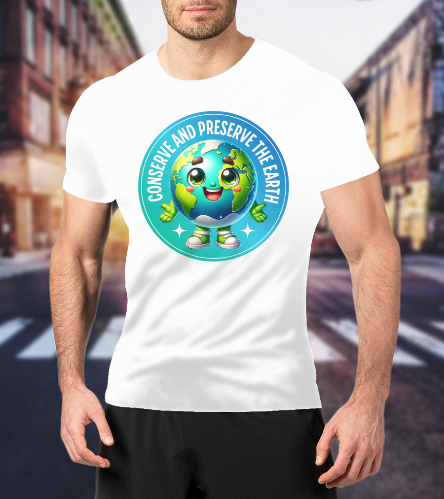 Conserve And Preserve The Earth Retro Earth Day Celebration Mascot T-Shirt