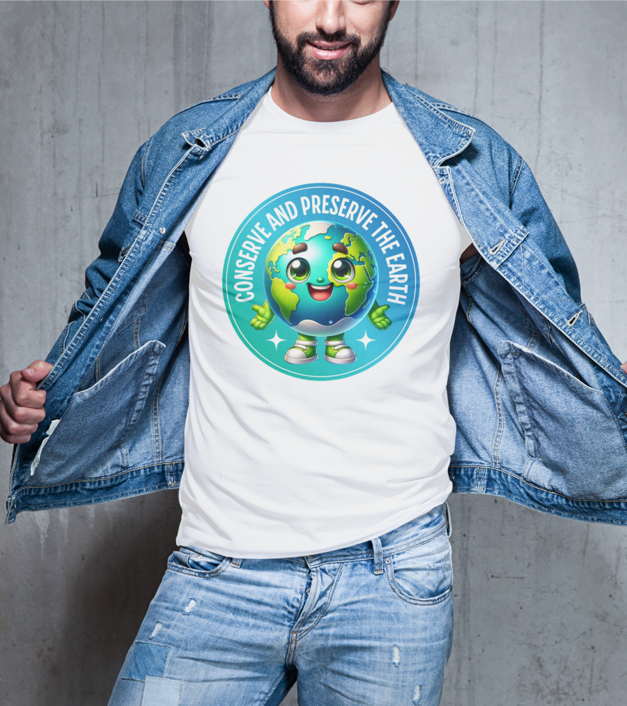 Conserve And Preserve The Earth Retro Earth Day Celebration Mascot T-Shirt