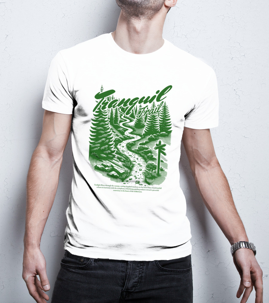 Tranquil Trail Scenic Forest Pathway Journey T-Shirt