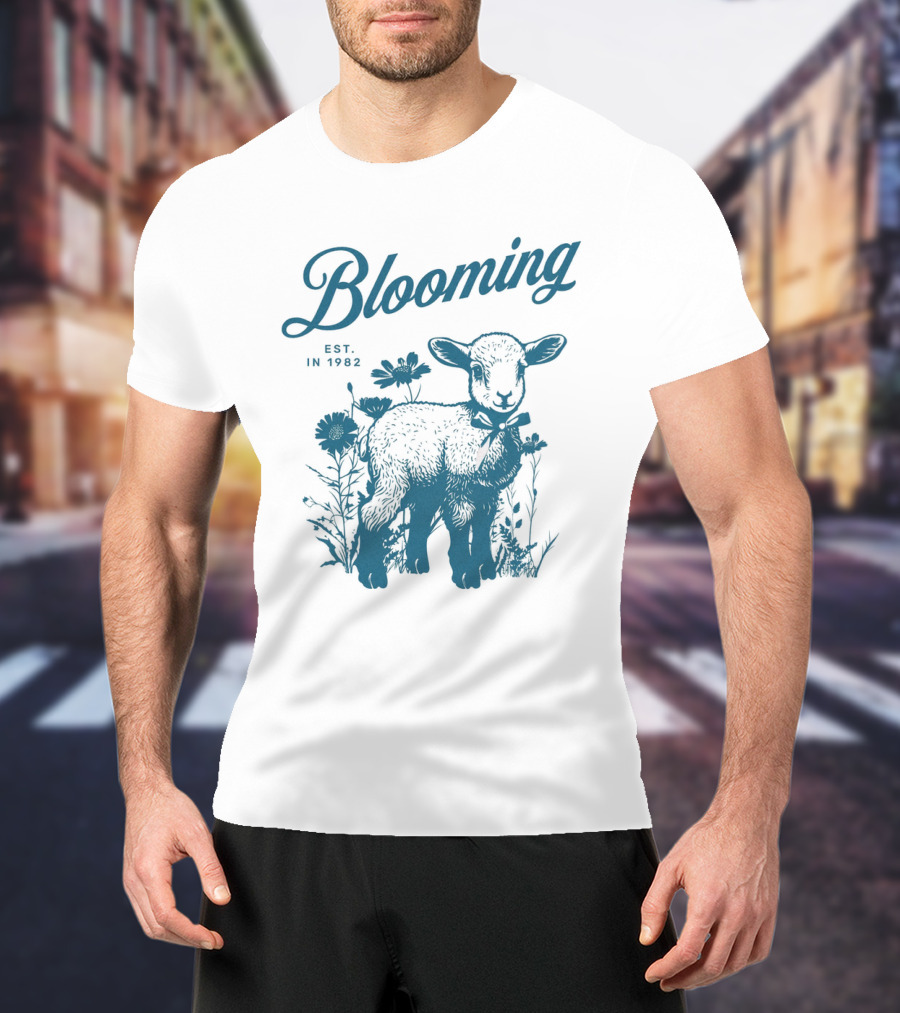 Blooming Vintage Style Est. In 1982 Lamb And Flowers T-Shirt