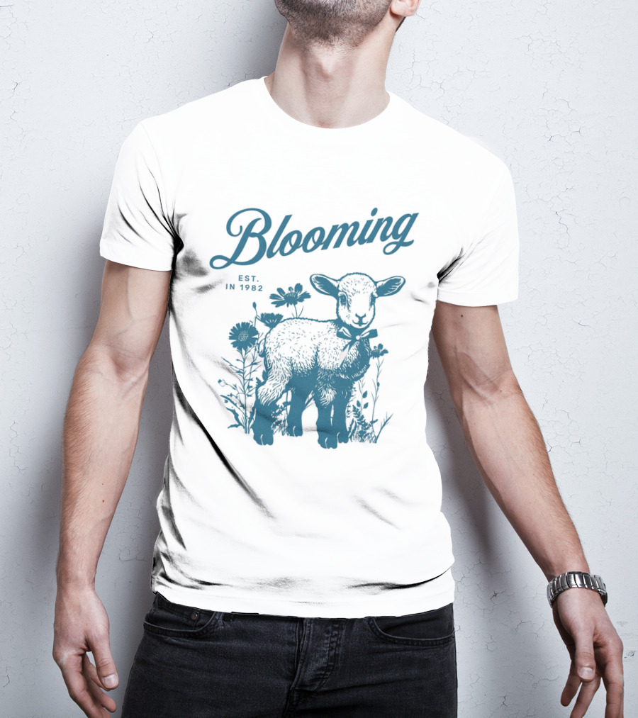 Blooming Vintage Style Est. In 1982 Lamb And Flowers T-Shirt